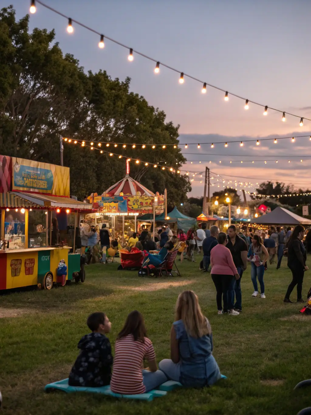 A vibrant scene from a community festival celebrating local traditions and heritage, featuring traditional music, crafts, and food. The image should convey the festive atmosphere and community spirit of the event.