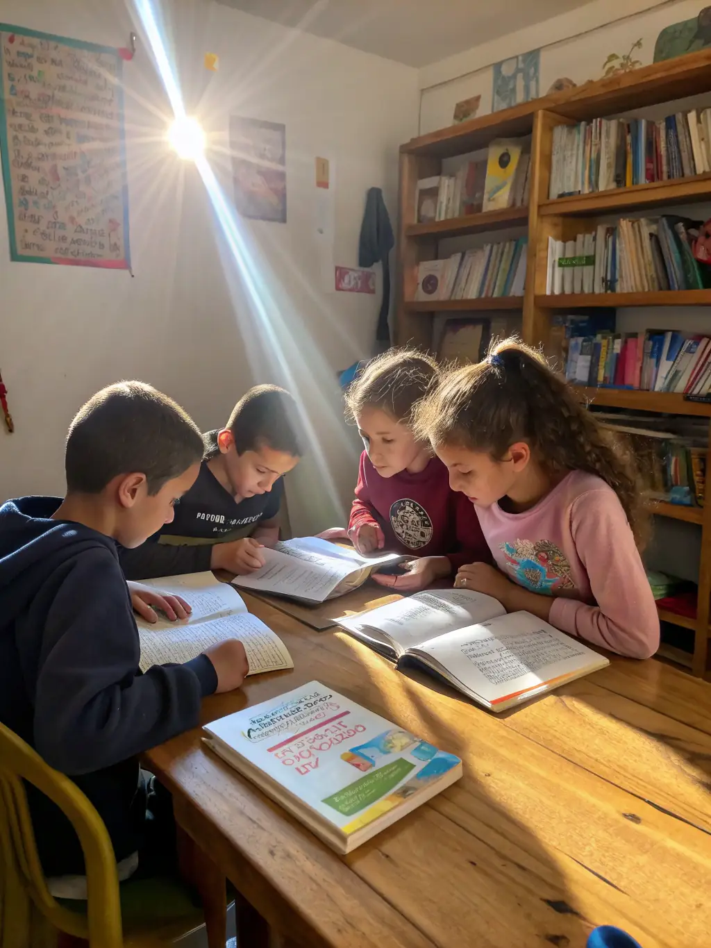 A group of children participating in a historical workshop, learning about the history of Chaux through interactive activities. The image should be engaging and show the joy of learning.